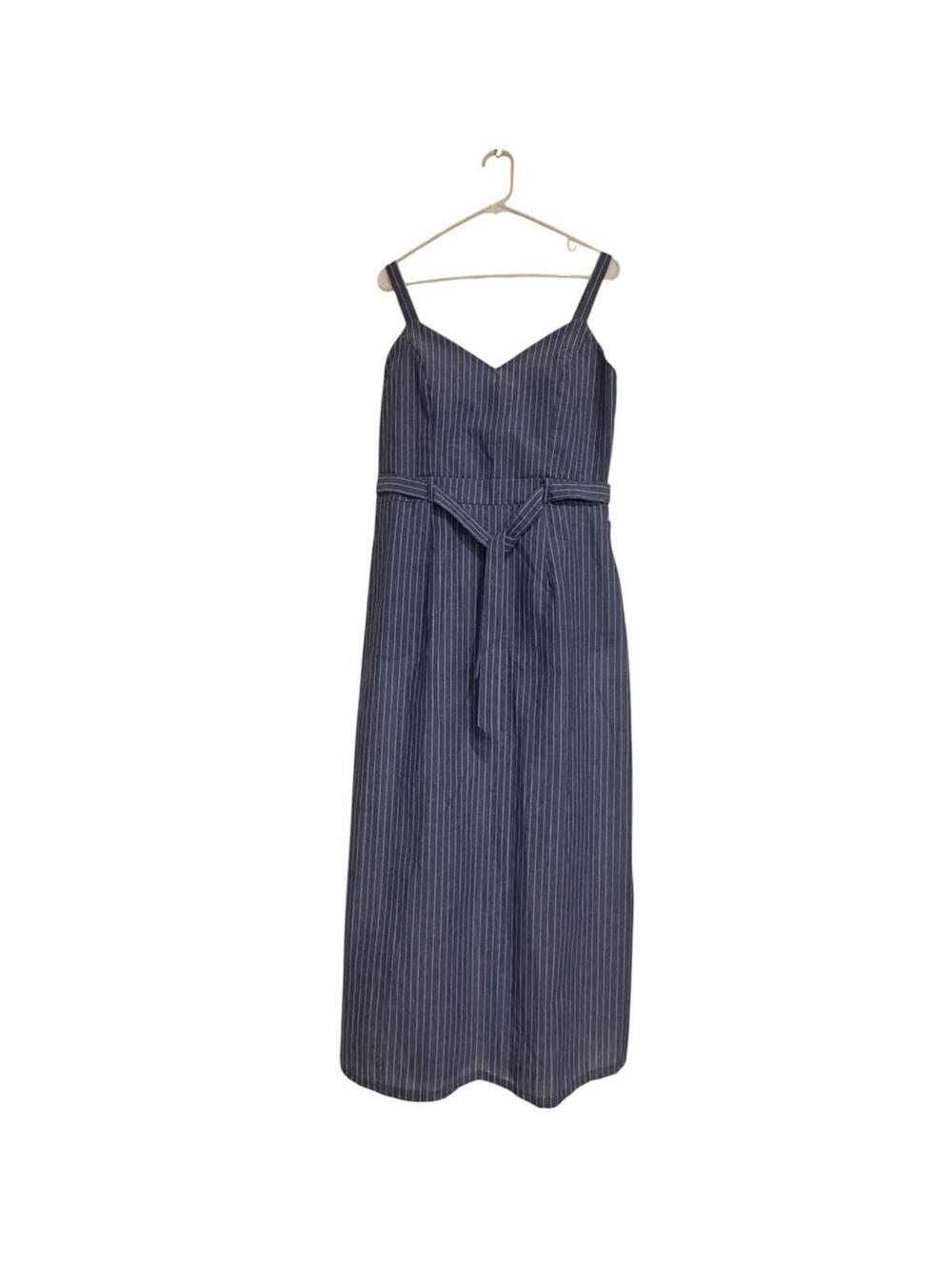 V&L Women's Blue/white Striped Shift Dress Sweetheart Neckline, Size XL